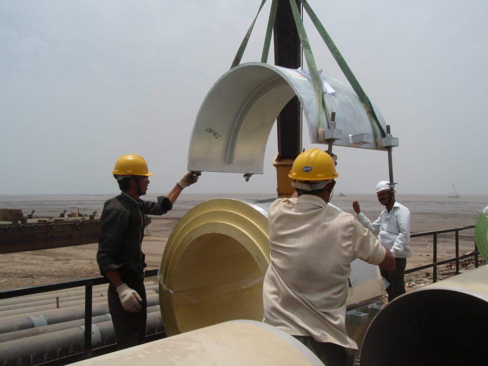 Instalasi LISEGA axial stop pipe support type 57