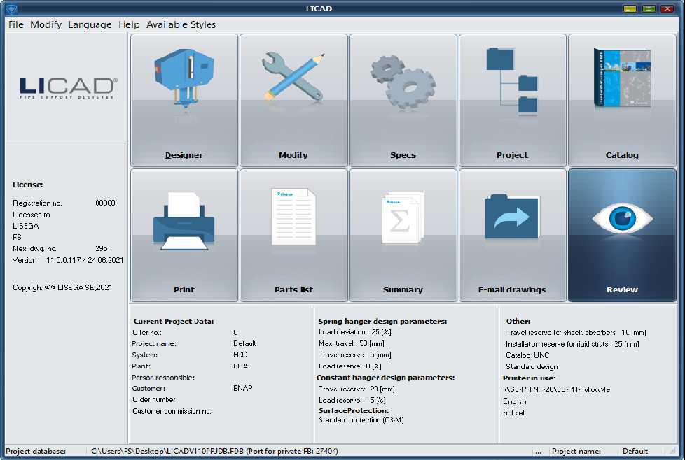 Tampilan software LICAD