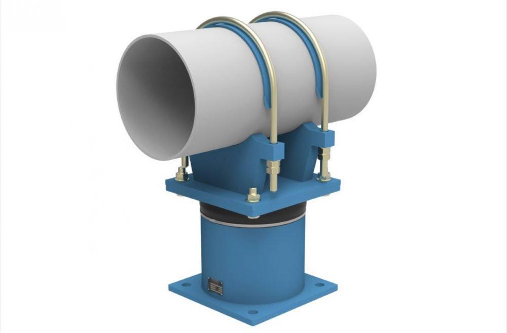 Opsi pemasangan VICODA viscoelastic damper dengan pipe clamp